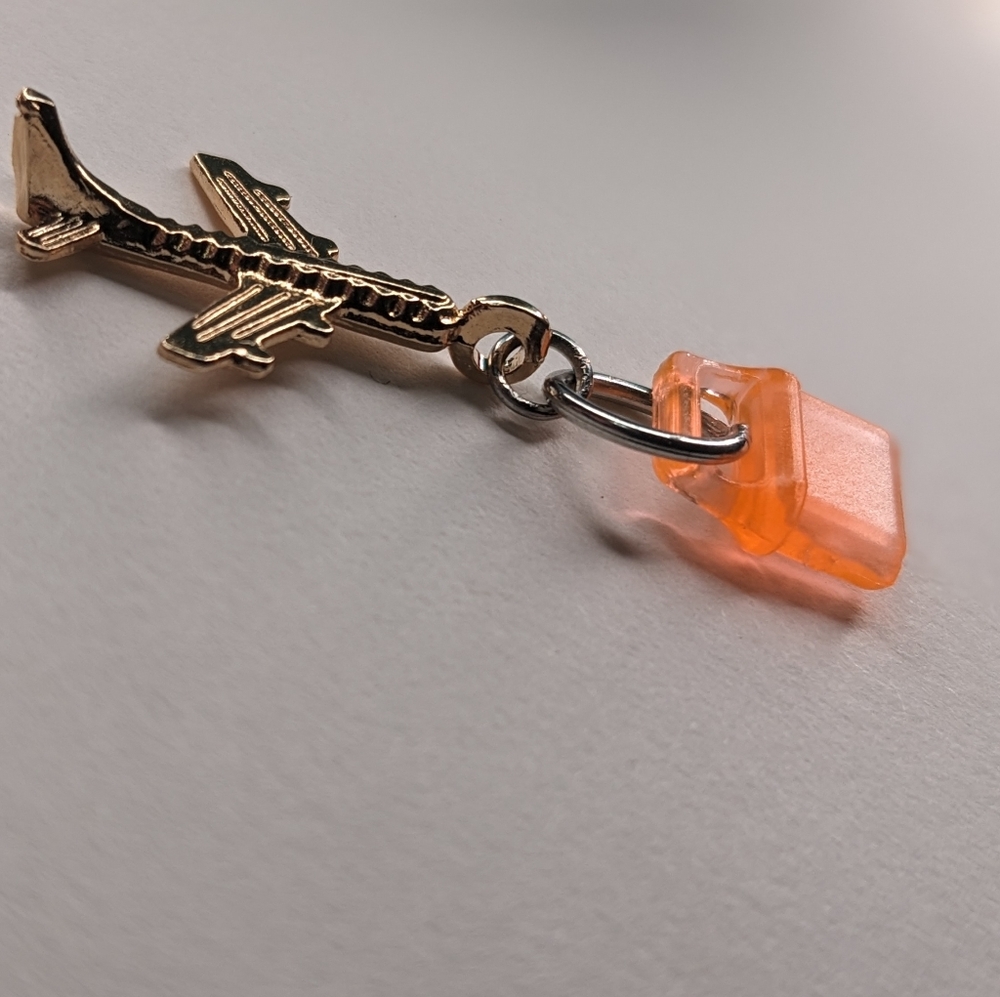 Dust Plug Charm Kindle and charging port USB-C USBc Airplane Gold and Orange